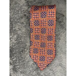 ERMENEGILDO ZEGNA Red Square & Dots Geometric Silk LUXURY Tie‎ ITALY EUC